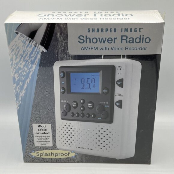 Sharper Image Shower Radio AM/FM Alarm Clock Voice Recorder Sealed 2005 - Picture 1 of 5